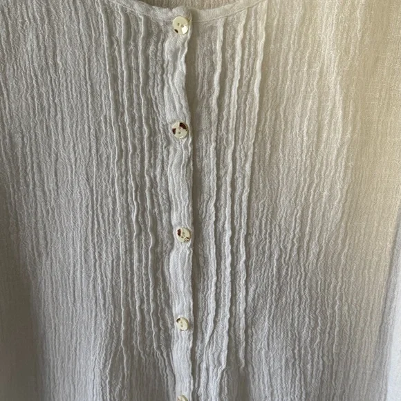 Pure Jill Linen White Lightweight Gauze Button-Front Shirt - Picture 3 of 6